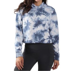 90 Degree by Reflex Blue Tie Dye Cropped Hoodie (M)